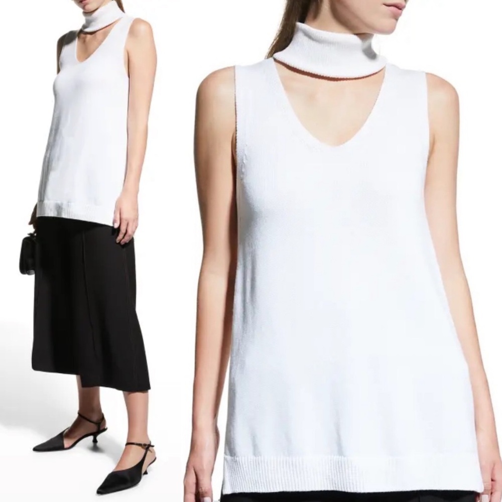 $250 Milly Medium NWT Sweater Top Tunic Cotton Cashmere Pullover Ribbed Cutout